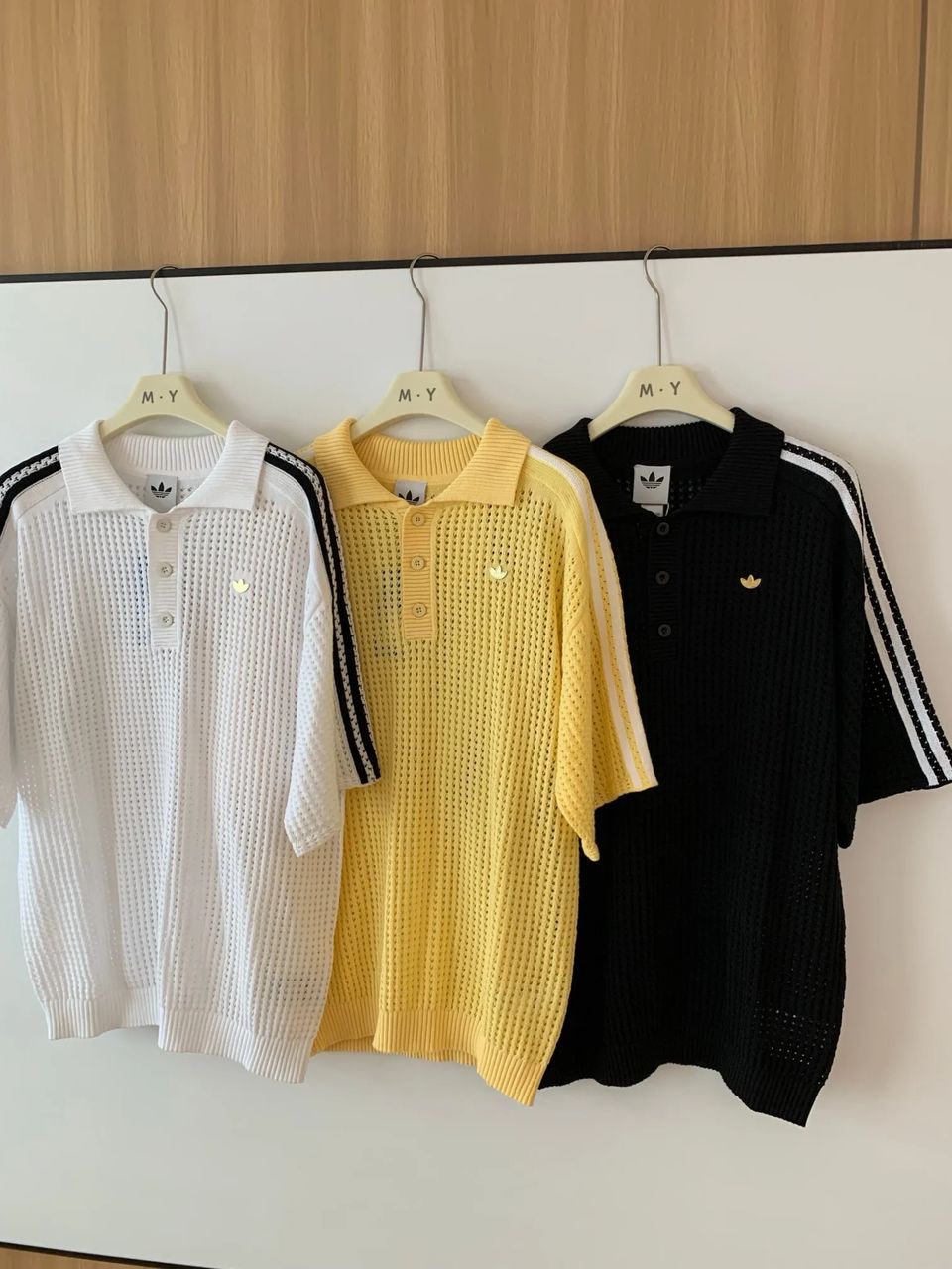Adidas 老钱风针织开衫 复古慵懒风经典polo领 + 钩针编织纹理 2