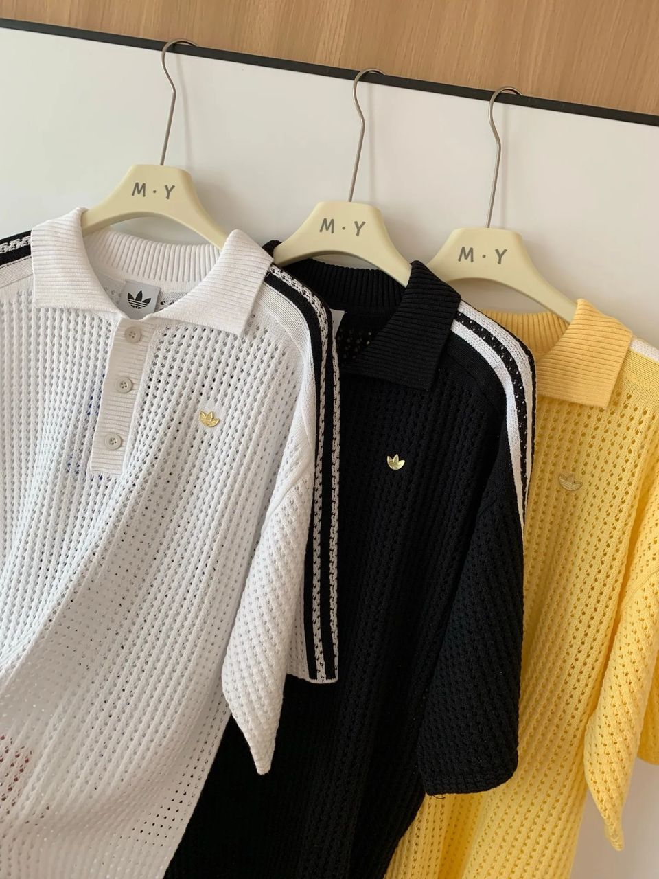 Adidas 老钱风针织开衫 复古慵懒风经典polo领 + 钩针编织纹理 5