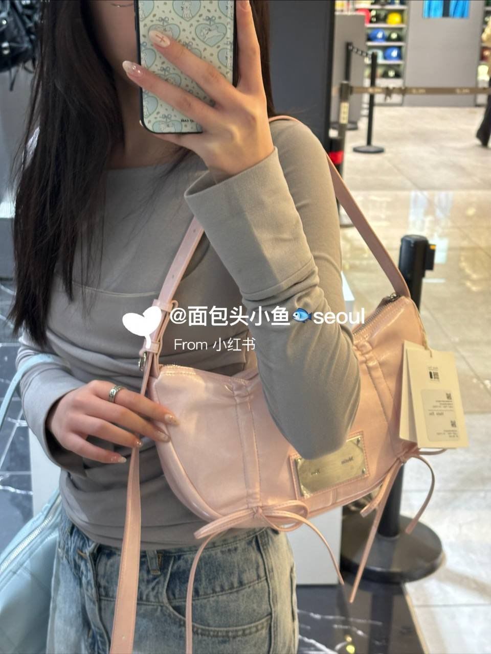 🎀 MATIN KIM Half Shirring Ribbon Round Bag 3