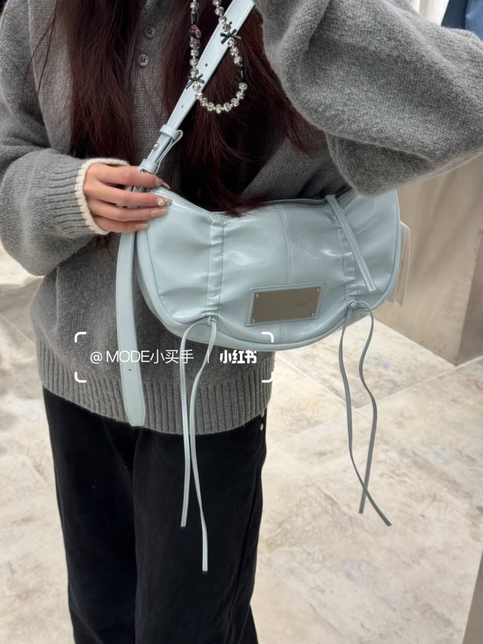 🎀 MATIN KIM Half Shirring Ribbon Round Bag 6